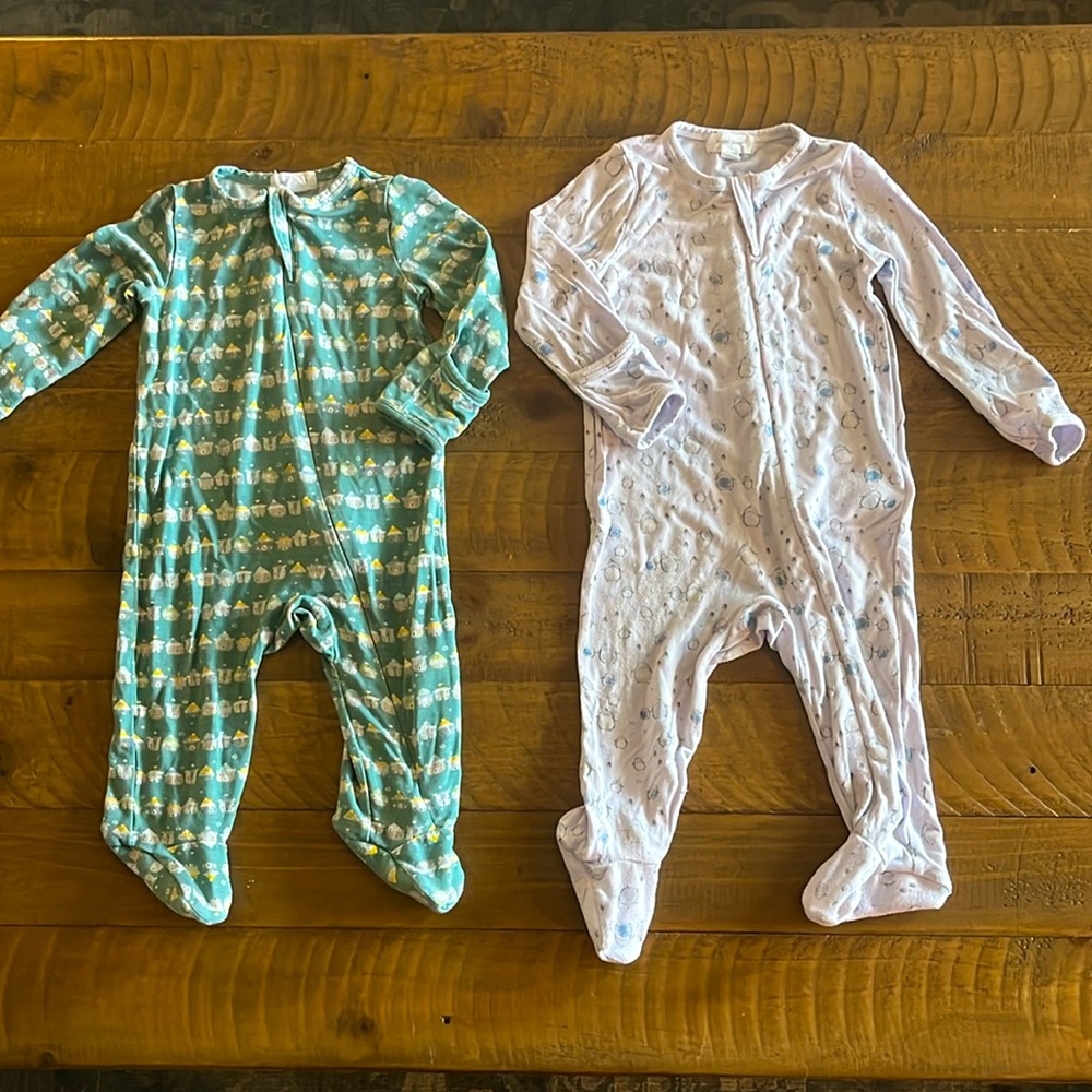 Angel Dear Bamboo Footed Zip Onesies
